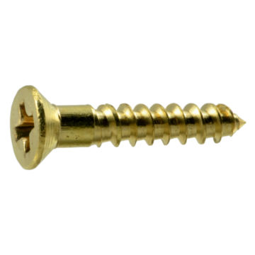 #4 x 5/8" Slotted Flat Head, Wood Screw, Brass 