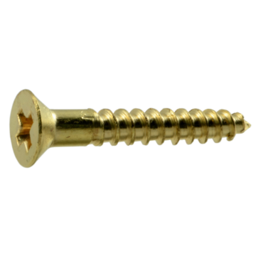 #4 x 3/4" Slotted Flat Head, Wood Screw, Brass 