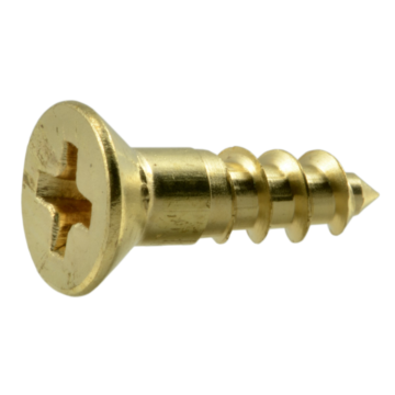 #6 x 1/2" Slotted Flat Head, Wood Screw, Brass 
