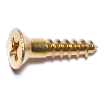 #6 x 5/8" Slotted Flat Head, Wood Screw, Brass 