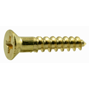 #6 x 3/4" Slotted Flat Head, Wood Screw, Brass 