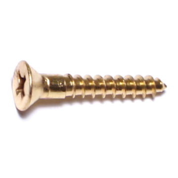 #6 x 7/8" Slotted Flat Head, Wood Screw, Brass 