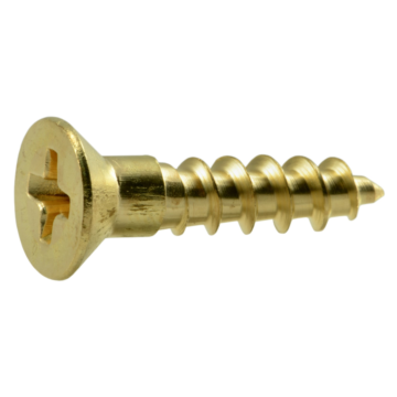 #8 x 3/4" Slotted Flat Head, Wood Screw, Brass 