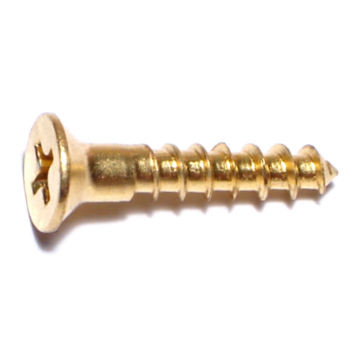 #8 x 7/8" Slotted Flat Head, Wood Screw, Brass 
