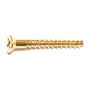 #8 x 1-1/2" Slotted Flat Head, Wood Screw, Brass 