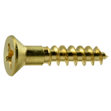 #10 x 1" Slotted Flat Head, Wood Screw, Brass 
