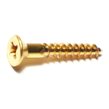 #10 x 1-1/4" Slotted Flat Head, Wood Screw, Brass 