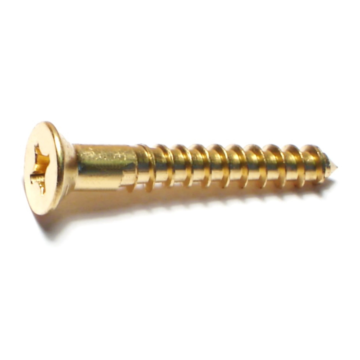 #12 x 1-1/2" Slotted Flat Head, Wood Screw, Brass 