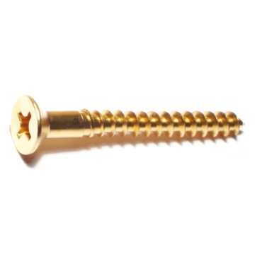 #12 x 2" Slotted Flat Head, Wood Screw, Brass 