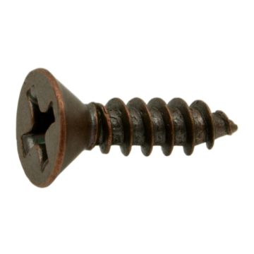 #6 x 1/2" Phillips Flat Head, Sheet Metal Screw, Zinc, Bronze 