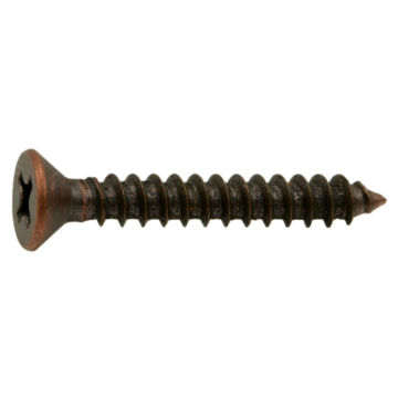 #6 x 1" Phillips Flat Head, Sheet Metal Screw, Zinc, Bronze 