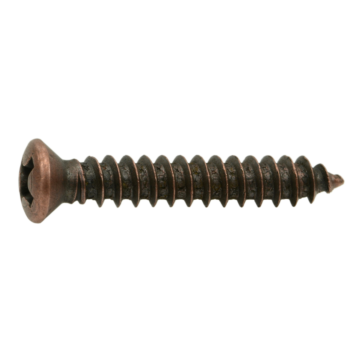 #8 x 1" Phillips Oval Head, Sheet Metal Screw, Zinc, Bronze 