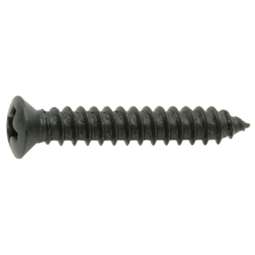 #8 x 1" Phillips Oval Head, Sheet Metal Screw, Zinc, Black 