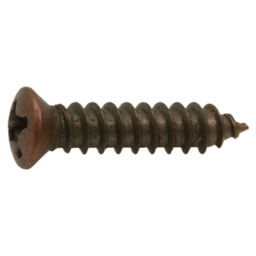 #8 x 3/4" Phillips Oval Head, Sheet Metal Screw, Zinc, Copper 