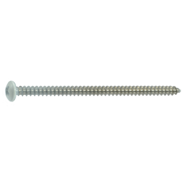 #8 x 3" Phillips Pan Head, Sheet Metal Screw, Stainless Steel, White 