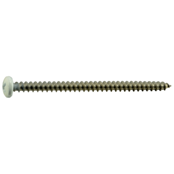 #10 x 3" Phillips Pan Head, Sheet Metal Screw, Stainless Steel, White 