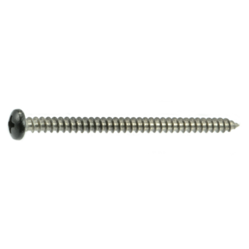 #8 x 2-1/2" Phillips Pan Head, Sheet Metal Screw, Stainless Steel, Black 