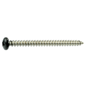 #10 x 2-1/2" Phillips Pan Head, Sheet Metal Screw, Stainless Steel, Black 