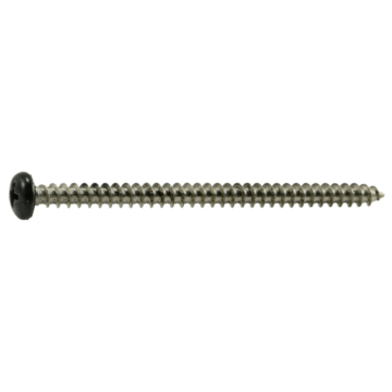 #10 x 3" Phillips Pan Head, Sheet Metal Screw, Stainless Steel, Black 