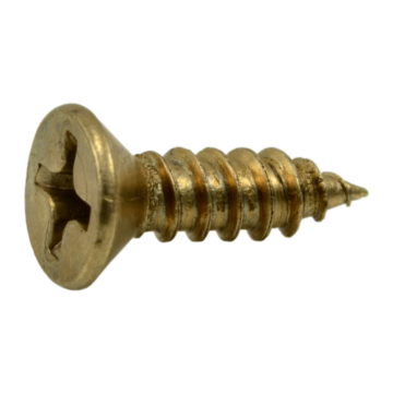 #7 x 1/2" Phillips Flat Head, Machine Screw, Brass 