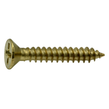 #7 x 1" Phillips Flat Head, Machine Screw, Brass 