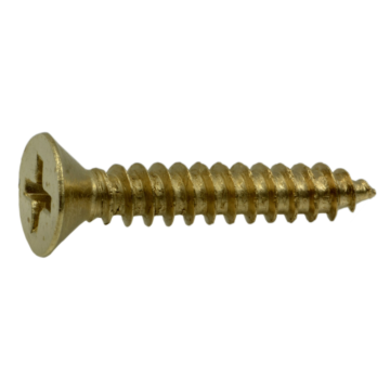 #9 x 1" Phillips Flat Head, Machine Screw, Brass 