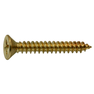 #9 x 1-1/4" Phillips Flat Head, Machine Screw, Brass 