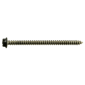#8 x 2-1/2" Slotted Hex Head, Sheet Metal Screw, Stainless Steel, Black 
