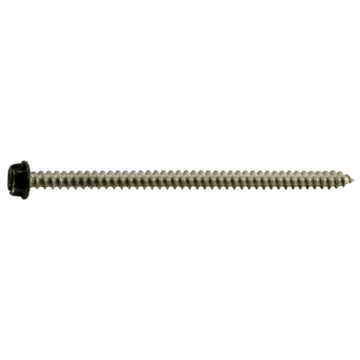 #8 x 3" Slotted Hex Head, Sheet Metal Screw, Stainless Steel, Black 
