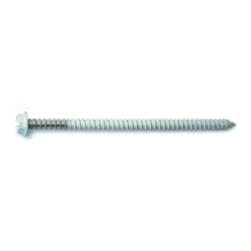 #8 x 3" Slotted Hex Head, Sheet Metal Screw, Stainless Steel, White 