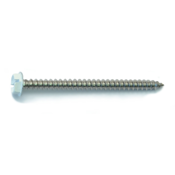 #10 x 2-1/2" Slotted Hex Head, Sheet Metal Screw, Stainless Steel, White 