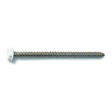 #10 x 3" Slotted Hex Head, Sheet Metal Screw, Stainless Steel, White 