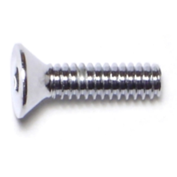10-24 x 3/4" Flat Socket Head Cap Screw, Coarse Thread, Chrome 