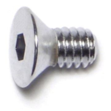 1/4"-20 x 1/2" Flat Socket Head Cap Screw, Coarse Thread, Chrome 