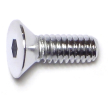 1/4"-20 x 3/4" Flat Socket Head Cap Screw, Coarse Thread, Chrome 