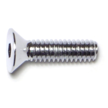 1/4"-20 x 1" Flat Socket Head Cap Screw, Coarse Thread, Chrome 