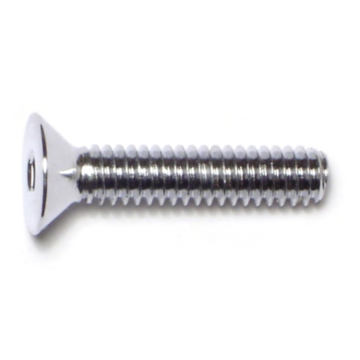 1/4"-20 x 1-1/4" Flat Socket Head Cap Screw, Coarse Thread, Chrome 
