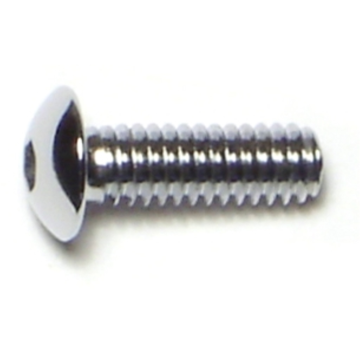 8-32 x 1" Button Head Cap Screw, Coarse Thread, Chrome