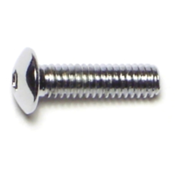 8-32 x 5/8" Button Head Cap Screw, Coarse Thread, Chrome