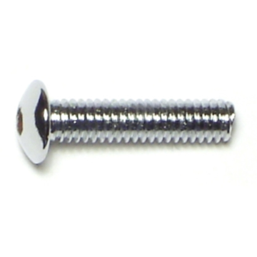 8-32 x 3/4" Button Head Cap Screw, Coarse Thread, Chrome