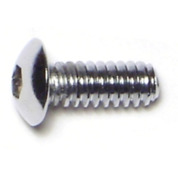 10-24 x 1/2" Button Head Cap Screw, Coarse Thread, Chrome