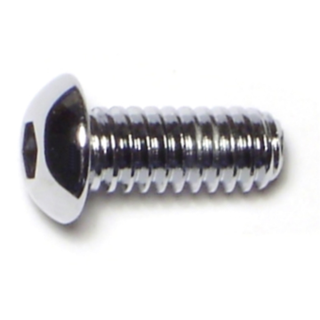 1/4"-20 x 5/8" Button Head Cap Screw, Coarse Thread, Chrome