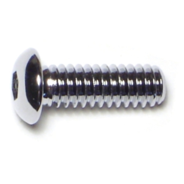 1/4"-20 x 3/4" Button Head Cap Screw, Coarse Thread, Chrome
