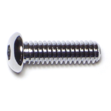 1/4"-20 x 7/8" Button Head Cap Screw, Coarse Thread, Chrome