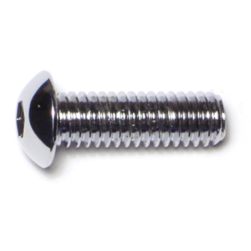 5/16"-18 x 1" Button Head Cap Screw, Coarse Thread, Chrome