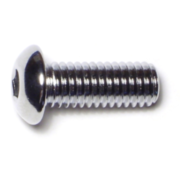 3/8"-16 x 1" Button Head Cap Screw, Coarse Thread, Chrome