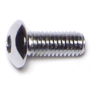 10-32 x 1/2" Button Head Cap Screw, Fine Thread, Chrome