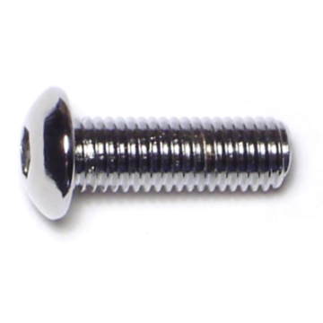 1/4"-28 x 3/4" Button Head Cap Screw, Fine Thread, Chrome