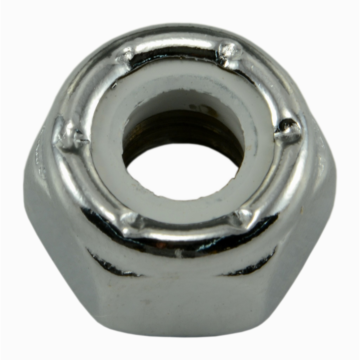 1/4"-20 Nylon Lock Nut Coarse Thread, Chrome   
