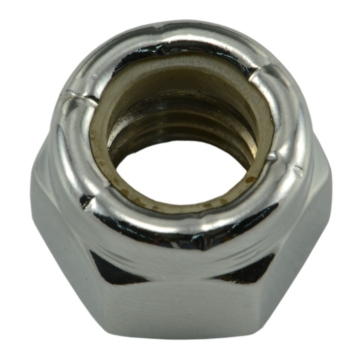 3/8"-16 Nylon Lock Nut Coarse ThreadCoarse Thread, Chrome   